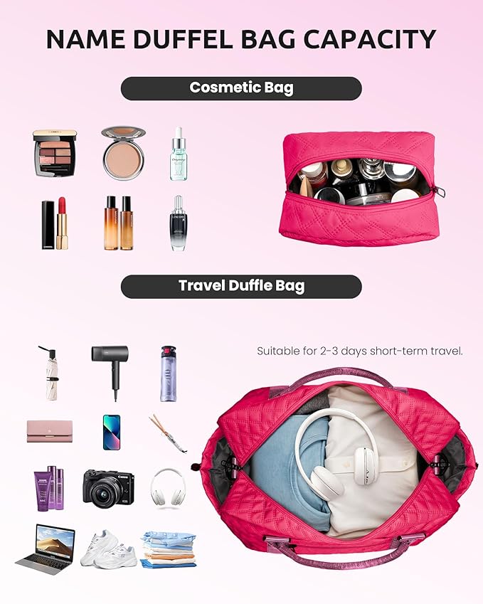 Sweet 15 Gifts for Girls-Initial Travel Bag with Shoe Compartment, Personalized Weekender Bag, Monogram Overnight Bag for Women, Letter Travel Bag with Makeup Bag (Letter B)