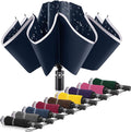 Bodyguard Inverted Umbrella - Large Windproof for Rain & Sun, Compact Reverse With Reflective Stripe, Teflon-Coated for Women Men, Travel Folding With Cover Bag