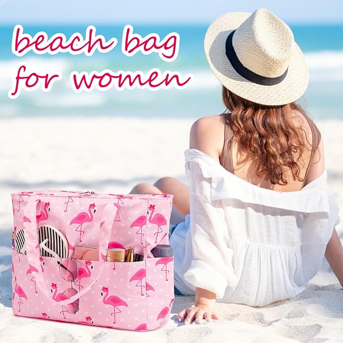 Waterproof Beach Tote Pool Bags for Women Ladies Extra Large Gym Tote Carry On Bag With Wet Compartment for Weekender Travel