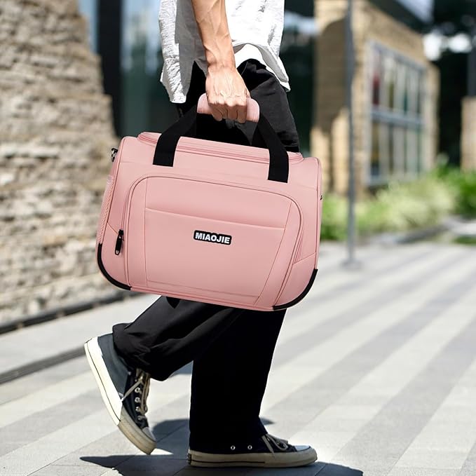 Underseat Carry On Luggage - Lightweight Travel Tote Weekender Bag Overnight Duffle for Travel, Personal Item - Pink-16Inch