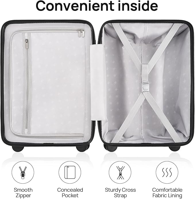 Carry on Luggage 22 X 14 X 9 Airline Approved, 20 Inch Luggage for 3-5 Days Travel, Double Spinner Wheels, 100% Hardshell PC, TSA Lock (06-Raspberry (Basic), Checked 24-Inch)