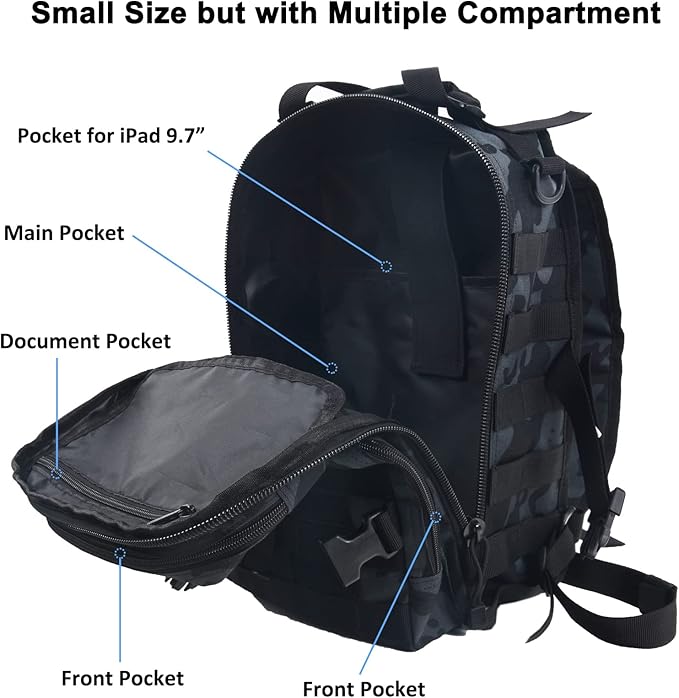 hopopower Tactical Sling Bag Pack Military Rover Shoulder Backpack EDC Assault Range Bag, Water-Resistant