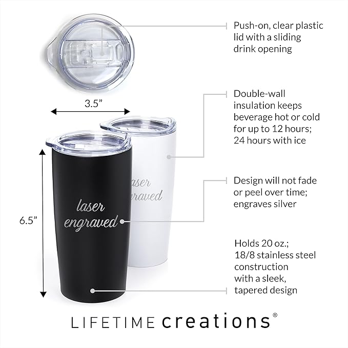 Lifetime Creations Personalized Football Coach Tumbler: Custom Football Coach Gift, Coaches Coffee Travel Mug from Team, Insulated Engraved Stainless Steel 20 Ounce Cup (Matte Black)