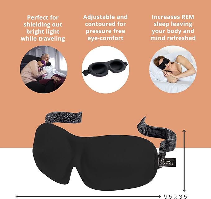 Bucky 40 Blinks No Pressure Eye Mask for Travel & Sleep, Midnight Floral, One Size