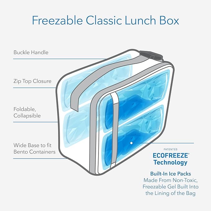 PackIt Freezable Classic Lunch Box, Checker Wave Olive, Built with ECOFREEZE Technology, Collapsible, Reusable, Zip Closure With Zip Front Pocket and Buckle Handle, Designed for Fresh Lunch On the Go
