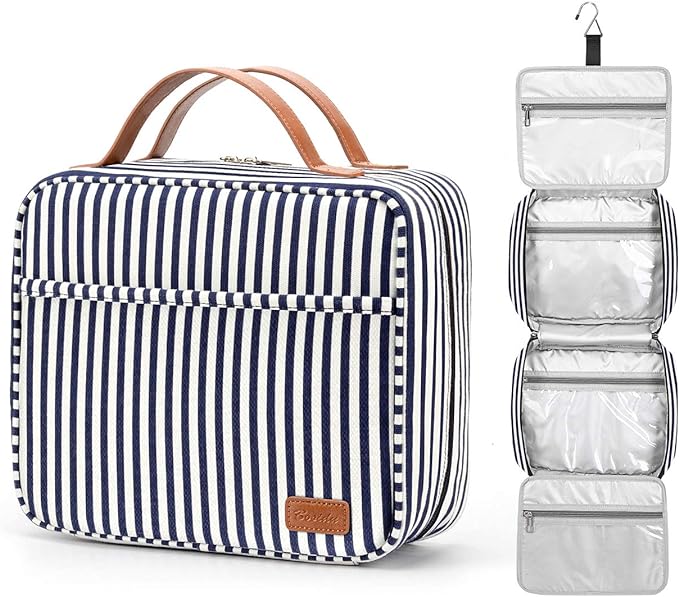 Hanging Travel Toiletry Bag,Large Capacity Cosmetic Travel Toiletry Organizer for Women with 4 Compartments & 1 Sturdy Hook,Perfect for Travel/Daily Use/Christmas