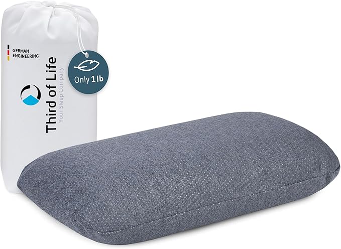 Travel Pillow VOLAR Memory Foam Small Pillow for Sleeping with thermoregulating and Quickdry Removable Cover, Portable Pillow with Travel Bag, for Airplanes, Camping, Van, Neck Pain Relief