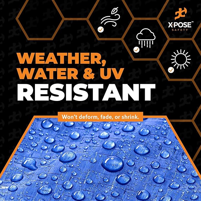 Better Blue Poly Tarp 10' x 15' - Multipurpose Protective Cover - Lightweight, Durable, Waterproof, Weather Proof - 5 Mil Thick Polyethylene - by Xpose Safety