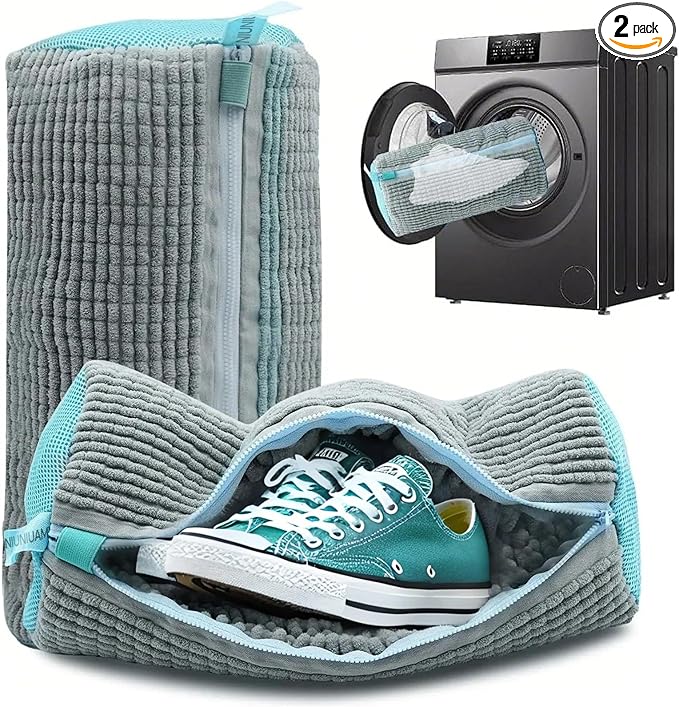 Shoe washing machine bag,Sneaker Laundry Bag for Shoes, Reusable and Durable Shoe Laundry Bag for Washer and Dryer,Suitable for cleaning shoes, gym, tennis, basketball, shoe storage (Grey -2 pieces)