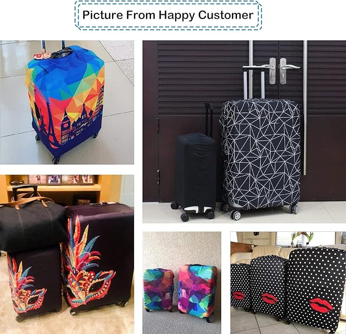 Explore Land Travel Luggage Cover Suitcase Protector Fits 27-30 Inch Case (Black Polygonal, L)