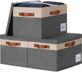 GhvyenntteS Fabric Storage Bins with Lids 3 Pack, Large Fabric Storage Baskets with Lid and Handles, Foldable Closet Organizers and Storage boxes with Label Window for Home (Beige, 15" x 11" x 9.7")