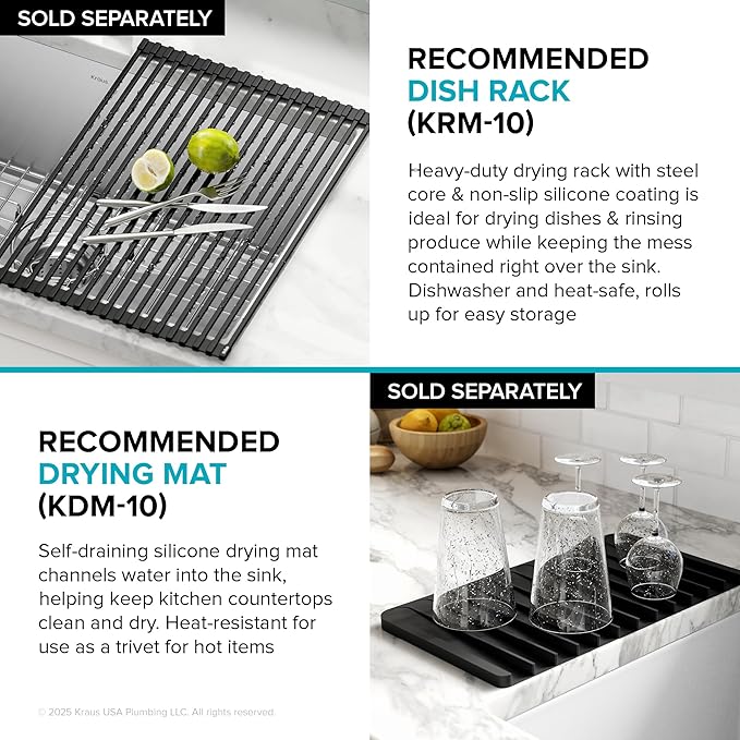 KRAUS Standard PRO 23-Inch 16 Gauge Undermount Single Bowl Stainless Steel Kitchen Sink, KHU101-23