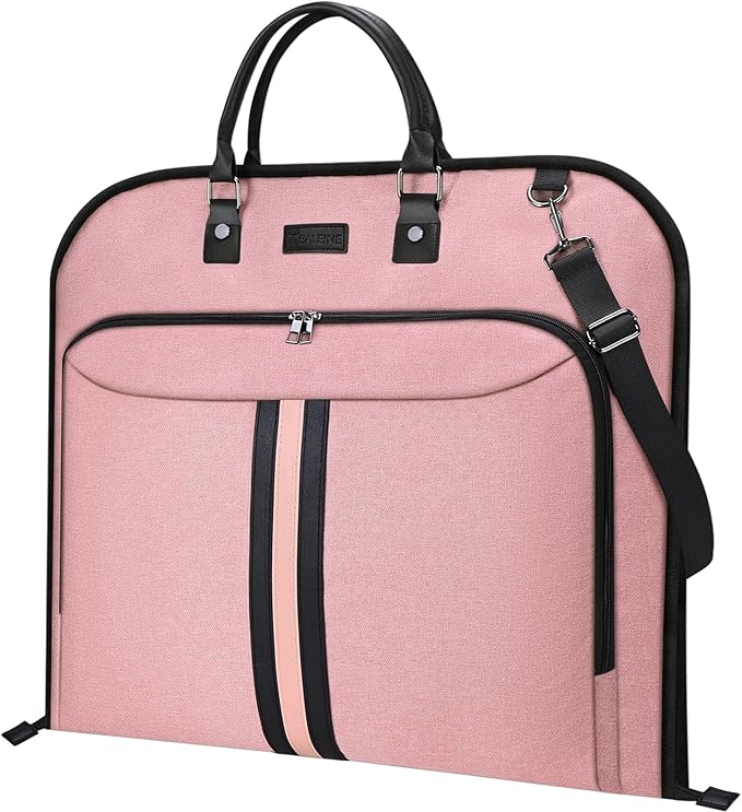BALEINE Foldable Garment Bags For Travel, 42'' Premium Suit Bags For Men Travel, Carry On Garment Bags for Hanging Clothes (Pink)