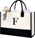 BAGAIL Initial Tote Bag, Personalized Birthday Gifts for Women, Teacher, Friends, Mom, Wedding, Monogrammed Beach Bag