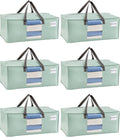 VENO 6 Pack Moving Bags for College, Heavy-Duty Storage Totes, Moving Boxes and Wardrobe Packing Supplies Alternative - Extra Large Durable Laundry Bags for Clothes (Shiny Light Green, 6 Pack)