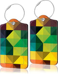 2 Pack Luggage Tag for Suitcase, Cute Unique Leather Suitcase Tags Identifiers with Privacy Name Address Labels & Durable Steel Loop for Women Men Travel
