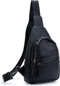 Alldaily Large Sling Bag for Women Crossbody Purse Leather Fashionable Trendy Chest Bag for Travel, Fanny Pack (Black)