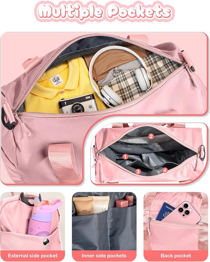 Gift Ideas for Kids Girls-Girl Gym Bag with Shoe Compartment, Kid Personalized Weekender Overnight Bags, Initial Travel Tote with Makeup Pouch, Graduation Gifts Granddaughter (Letter N)