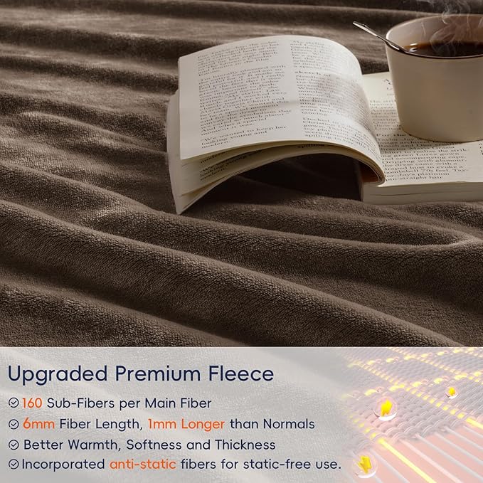 PHF Ultra Soft Fleece Blanket Queen Size, No Shed No Pilling Luxury Plush Cozy 300GSM Lightweight Blanket for Bed, Couch, Chair, Sofa Suitable for All Season, 90" x 90", Cocoa Brown