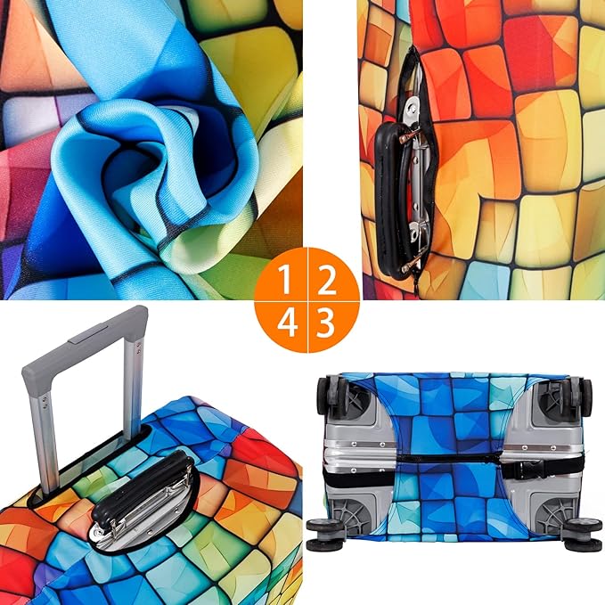 MosaiRudo Travel Luggage Covers For Suitcase Tsa Approved,Suitcase Cover Protector Fit 18-32 Inch Luggage Travel Accessories (T2486, M)