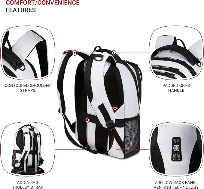 SwissGear Cecil 5505 Laptop Backpack, White, 18-Inch