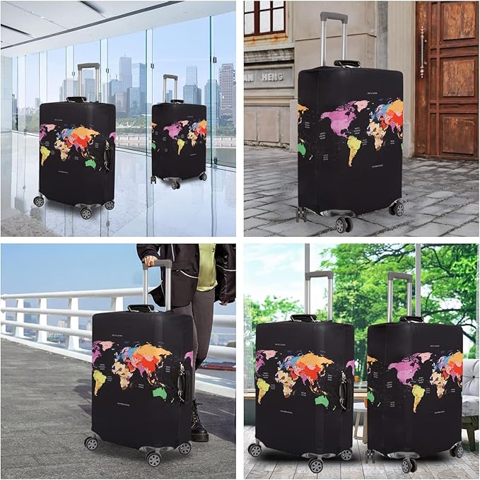 MosaiRudo Thicker Luggage Cover Elastic Suitcase Cover Protector Fits 18-32 Inch Suitcase Travel Accessories (TKM0097, S)