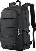 AMBOR Travel Laptop Backpack for Ｍen, 15.6-17.3 inch Laptop Backpack for School, Anti Theft Business Work Backpack with USB Charging Port, Water Resistant College Computer Bag for Men & Women, Black