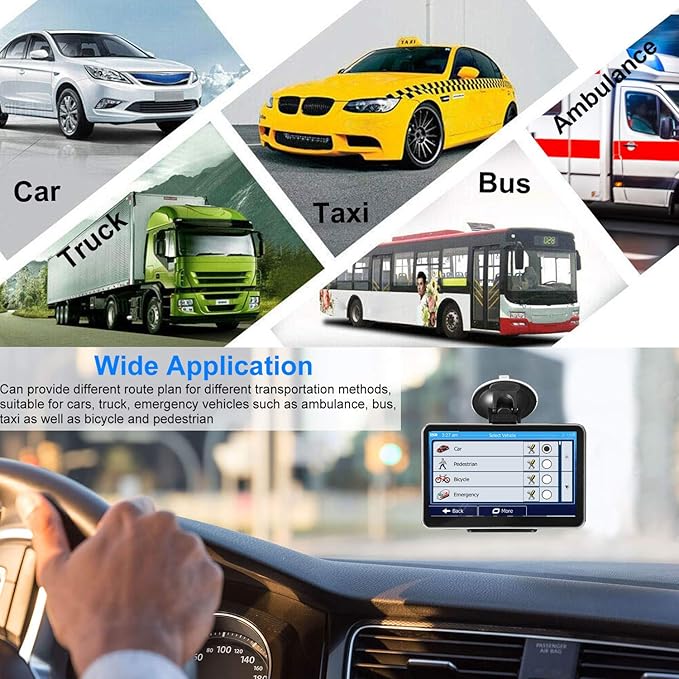 GPS Navigation for Car, Latest 2025 Map,7 inch Touch Screen Real Voice Spoken Turn-by-Turn Direction Reminding Navigation System for Cars, Vehicle GPS Satellite Navigator with(Free Lifetime Updates)