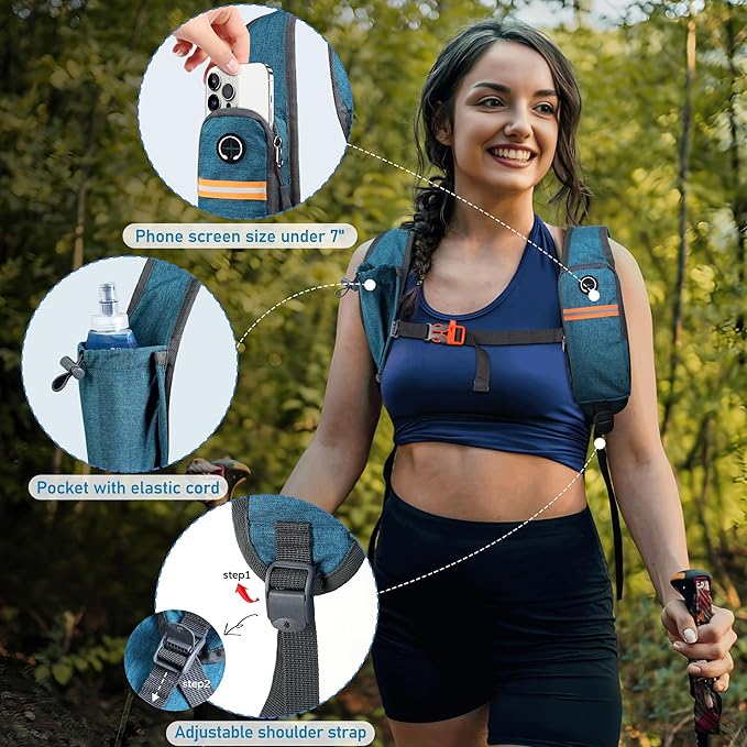 FIORETTO 15L Hiking Backpack for Women Men Mini Packable Backpack Lightweight Small Daypack for Camping Travel Outdoor, Turquoise