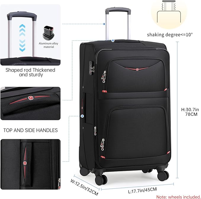 Softside Expandable Luggage with 4 Spinner Wheels, Durable Checked-Luggage Suicase (Purple, 29-Inch)