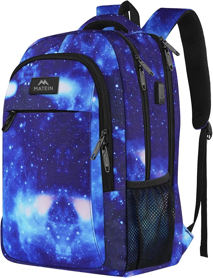 MATEIN School Backpack for Boys Girls, Anti Theft College School Laptop Bookbag for Students with USB Charging Port, Water Resistant Slim Travel Laptop Backpack Fits 15.6 In Computer Gifts for Men