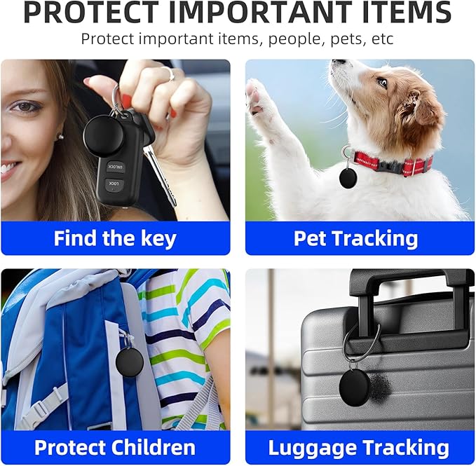 Air Tracker Tags-2 Pack Tracker Tag Work with Apple Find My (iOS 14.6 Above Only) Smart Tag Item Finders for Key, Luggage, Backpack，etc.(Black, 2 Pack)