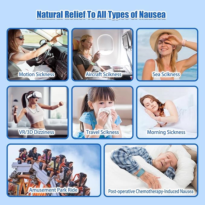 Motion Sickness Bracelets Sea Sickness Wristbands for Motion Sickness / Morning Sickness /Pregnancy Nausea Anti Nausea Wristband Acupressure Nausea Bands Motion Sickness Bands(3Pairs-Beryl+Pink+Bule)