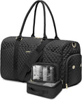 Weekender Travel Duffle Bag for Women - Carry on Bag with Shoe Compartment Overnight Bags with Wet Pocket Toiletry Bags Weekend Yoga Gym Traveling Hospital Bags for Labor and Delivery Black