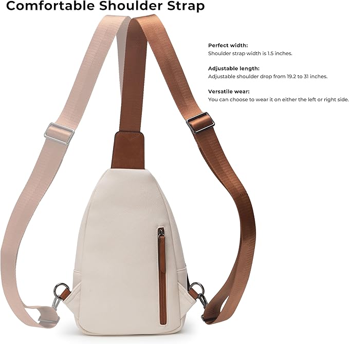Alldaily Large Sling Bag for Women Crossbody Purse Leather Fashionable Trendy Chest Bag for Travel, Fanny Pack (White)
