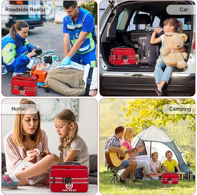 Professional 500 Piece Emergency First Aid Kit for Home, Car, Travel, Camping, Truck, Hiking, Sports, Office, Vehicle & Outdoor Emergencies - Emergency Medical Kit, Large First Aid Kit Survival