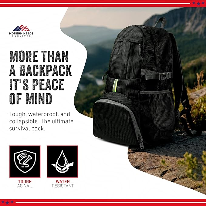 Ready Pack 35L — Foldable Backpack for Travel | Lightweight, Water Resistant Hiking Daypack | Compact, Packable Backpack for Men & Women | Great for Camping & Daily Use