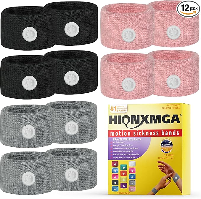 Motion Sickness bands/Acupressure Nausea Wristband For Nausea,Sea Sickness Wristbands for Natural Relief of Morning Sickness,Dizziness,Anxiety, Motion Sickness(Car, Sea, Flying Travel Sickness)