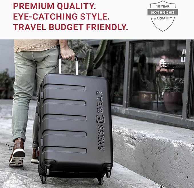 SwissGear 7366 Hardside Expandable Luggage with Spinner Wheels, White, 3-Piece Set (19/23/27)