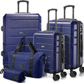 Hoteel Luggage Sets 5 Piece, ABS+PC Hard Shell Expandable Suitcases with Wheels, TSA Aproved Lock and Carry on Bags, Travel Suit Case Set for Men and Women, (5-Piece, Blue)