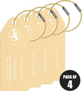 4 PCS Personalized Metal Luggage Tag – Personalized Engraved Suitcase Tag, Backpack Tag, with Matching Color Strap, Waterproof Suitcase Name Badge – Ideal Corporate Gift & Travel Accessory (Yellow)