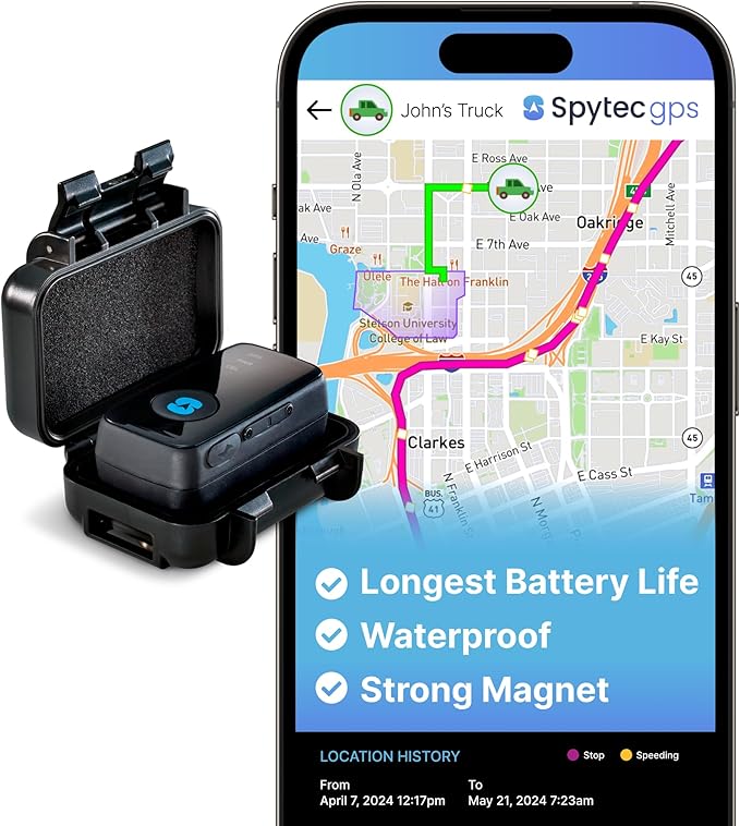 Spy Tec GPS Mini GPS Smart Tracker for Vehicles, Cars, Trucks, Loved Ones, GPS Tracker Device for Kids & Weatherproof Magnetic Case, Unlimited Updates, Real-Time GPS Tracking, USA Made Tech