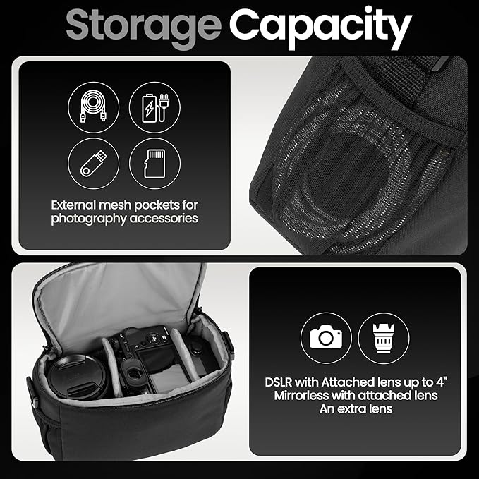 Tamrac Jazz 45 v2.0 Camera Bag for Photographers, Camera Case for Photography Accessories, Shoulder Bag for DSLR and Mirrorless Cameras, Crossbody Camera Bag, Travel Camera Carrying Case – Black