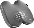 Skechers Memory Foam Seat Cushion,Ribbed Fabric Office Chair Cushion for Tailbone Pain Relief,Butt Pillow for Office Chair,Car Seat Cushion,Long Sitting Office Workers,and Car Drivers,Gray
