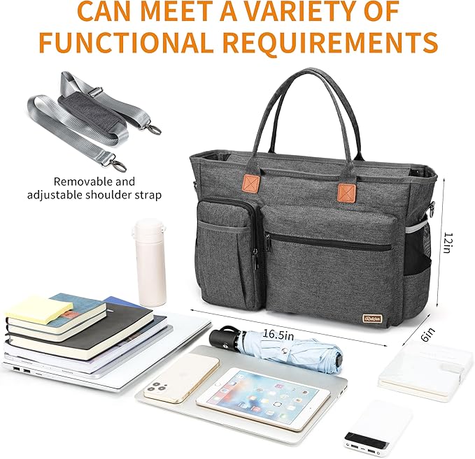Laptop Tote Bag, Middle Size Computer Messenger Teacher Bag with 15.6'' Padded Laptop Sleeve