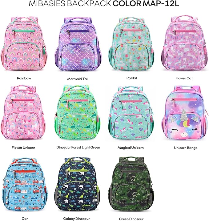 mibasies Boys Backpack 5-8: Lightweight Kids Backpacks Boys - Boy Bookbag for Elementary School - Galaxy Dinosaur
