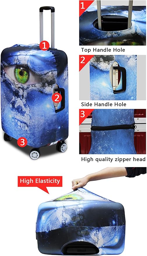 Travel Luggage Cover Anti-scratch Baggage Suitcase Protector Fits 26-29 Inch Luggage, Purple Crystal Butterfly