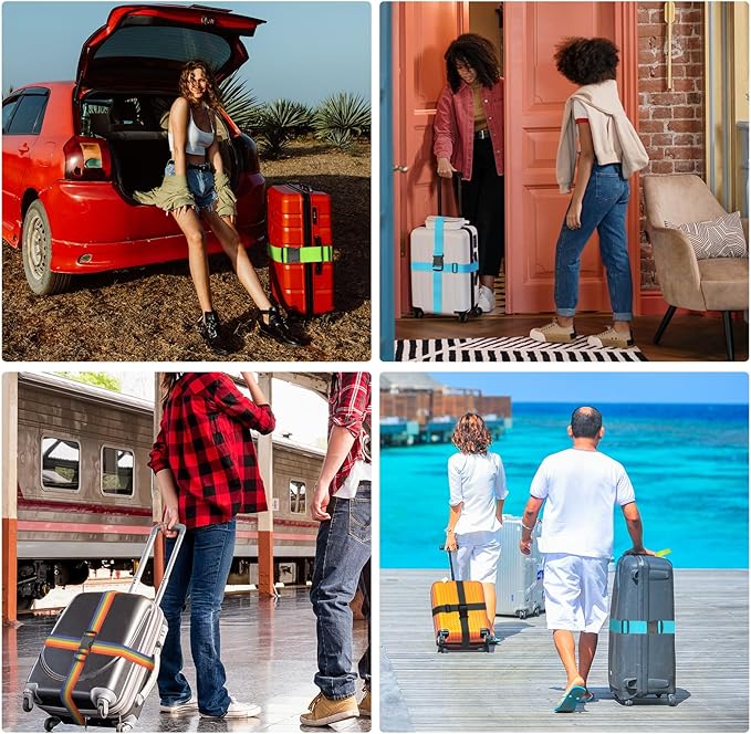 BILIONE Luggage Straps, 79" Long Belts Keep Suitcase Secure While Traveling, TSA Approved Add a Bag Premium Accessory for Travel Bag Closure (2PCS Orange)