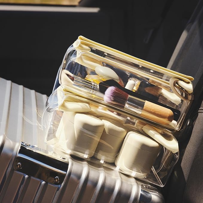 Cadence Travel Containers - Core Skincare Set - Magnetic Containers with Lids,2 Small (0.56oz) & 3 Medium (1.32oz) - Cleanser, Moisturizer, Serum, Makeup Remover & Sun Icon Labels - Petal
