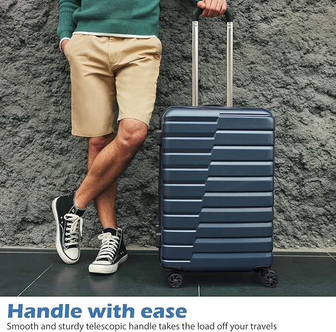 Coolife Luggage Sets, 3 Piece Hardshell Luggage Set with Spinner Wheels Expandable Suitcase Set PC+ABS TSA Lock, Sliver